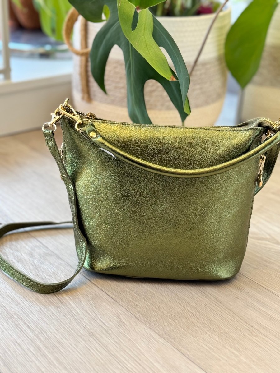 Sac à main vert irisé en cuir - C MON DRESSING