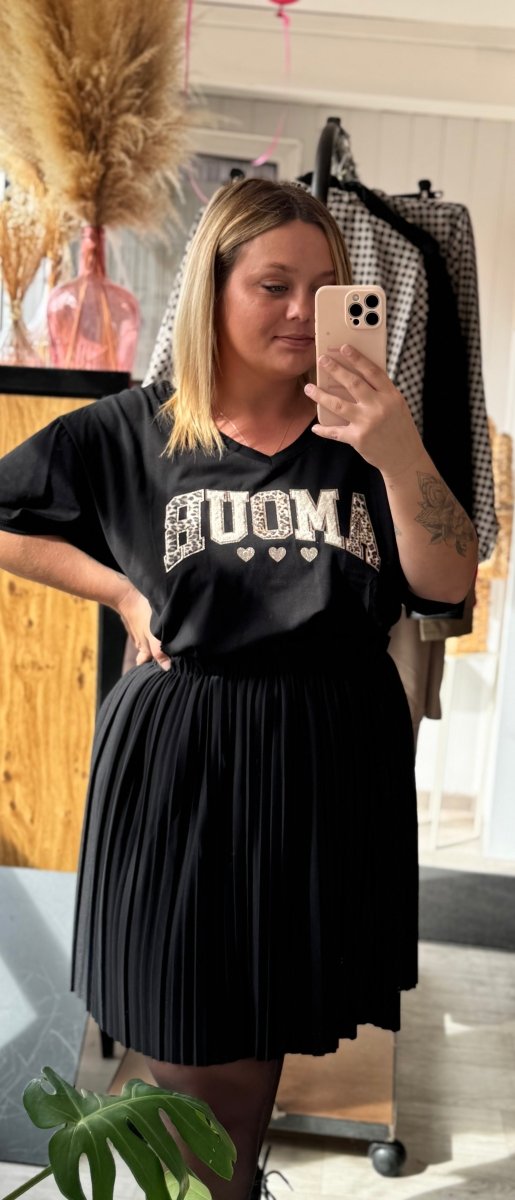 Tee - shirt Noir AMOUR léopard - Taille unique 42 - 48 - C MON DRESSING