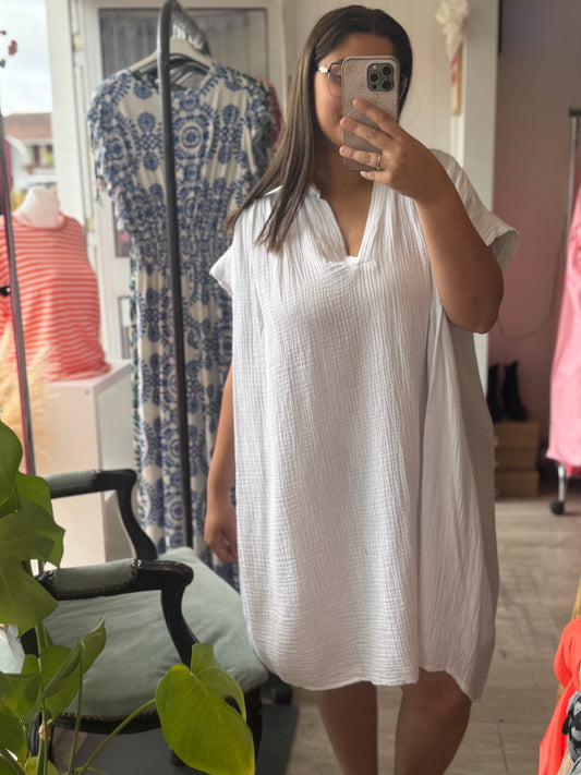 Robe courte gaze de coton - Taille unique 36-48 (2 couleurs)