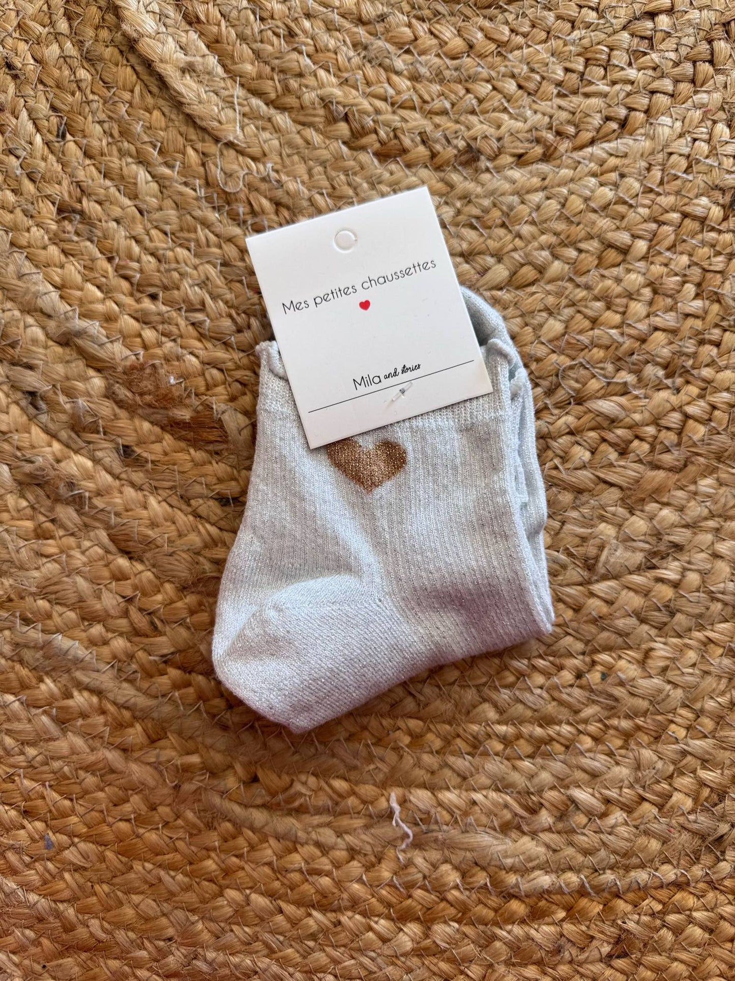 chaussette froufrou paillette coeur