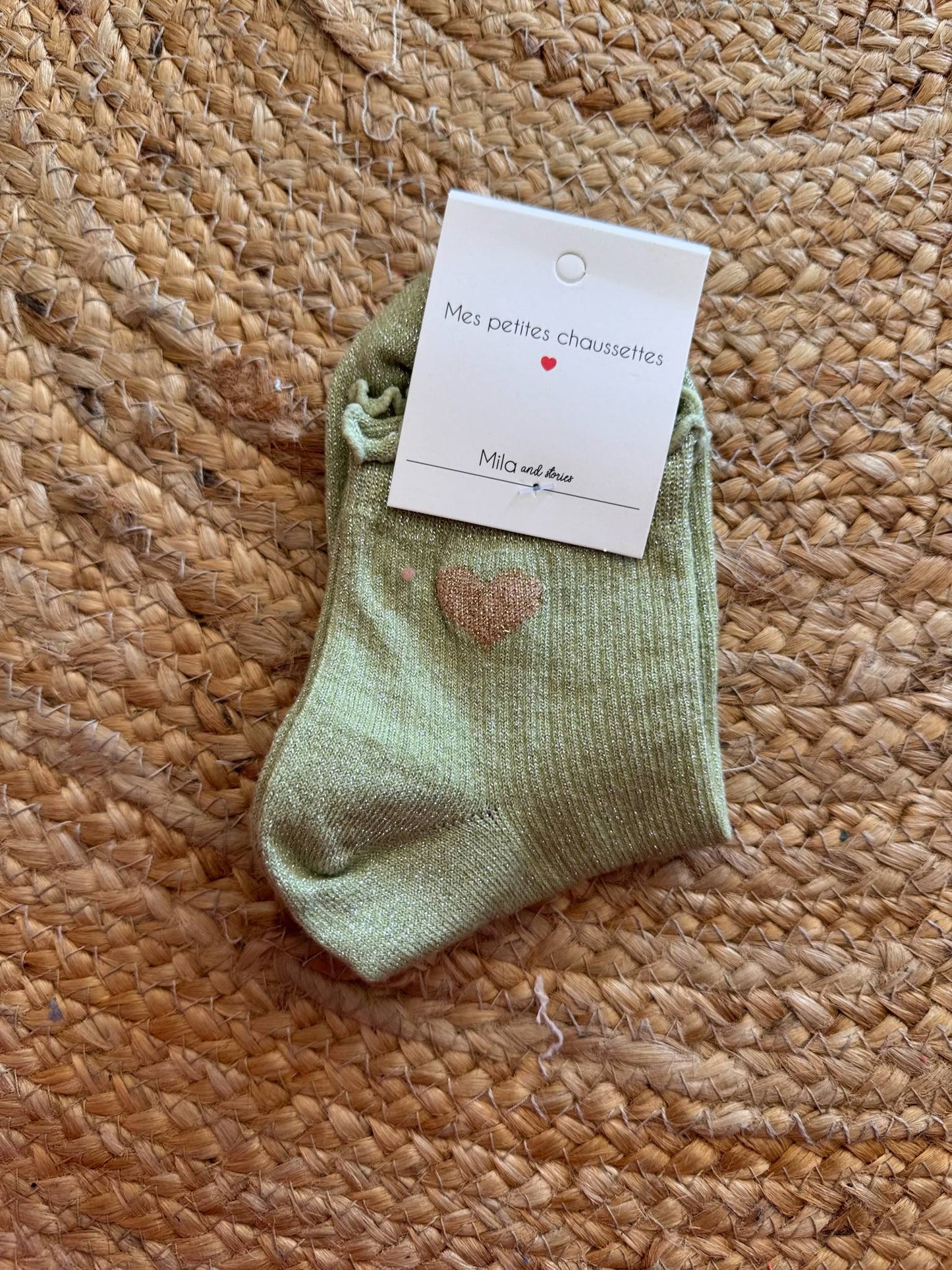 chaussette froufrou paillette coeur