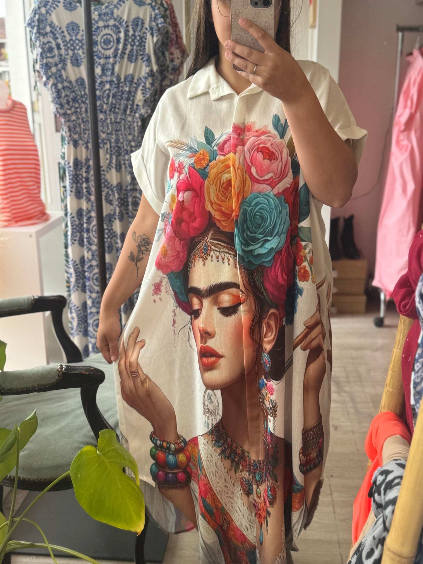 Robe chemise en lin - Taille unique 36-48