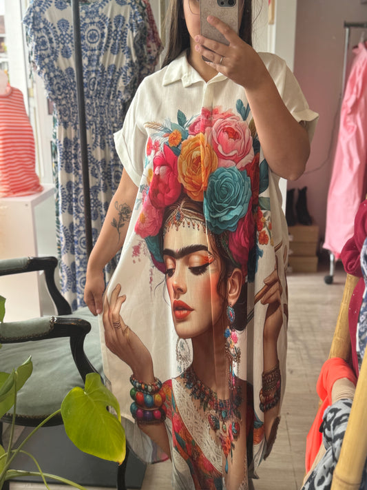 Robe chemise en lin - Taille unique 36-48