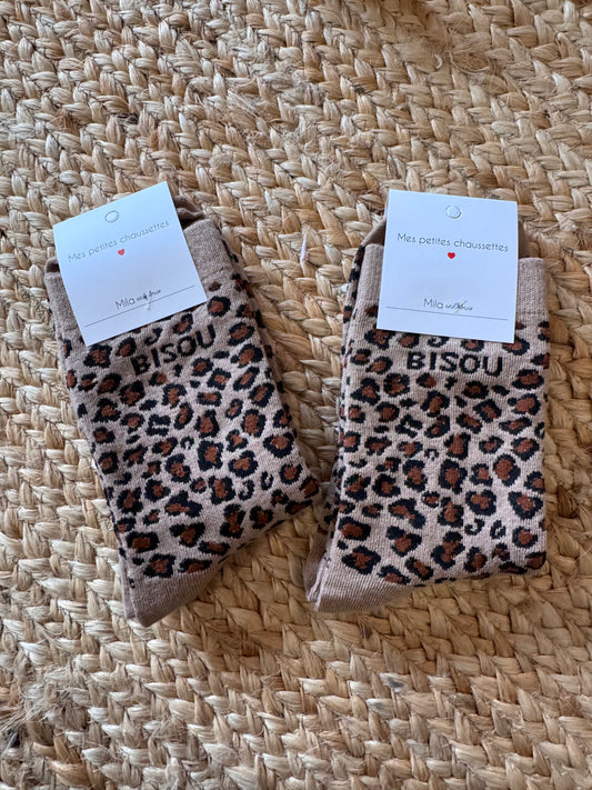 Chaussette léopard "Bisou"