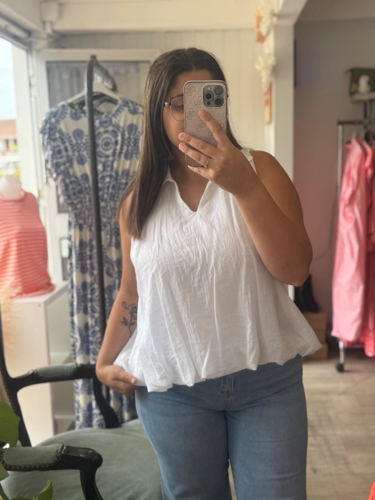Blouse en coton doublé – Taille unique 36-44 (2 couleurs)