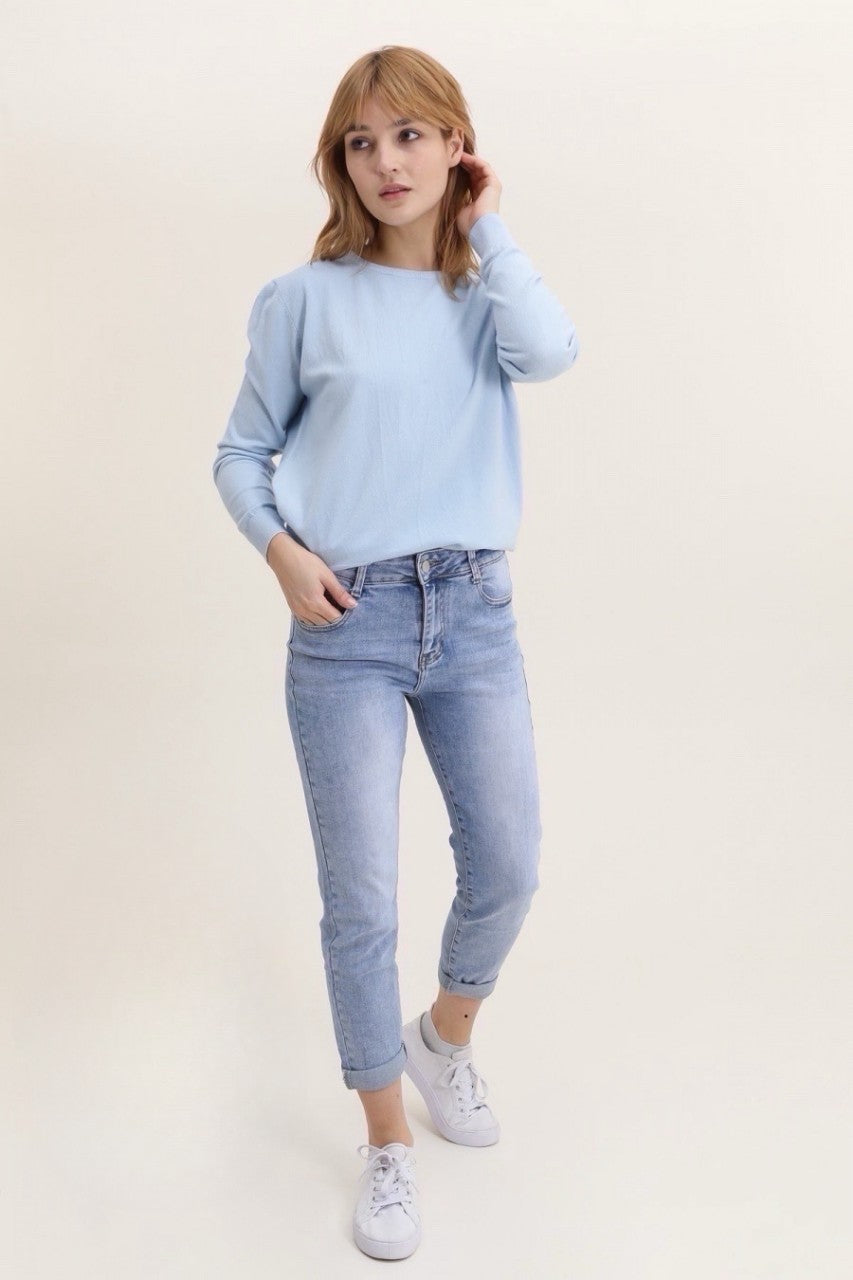 Jean bleu mom fit