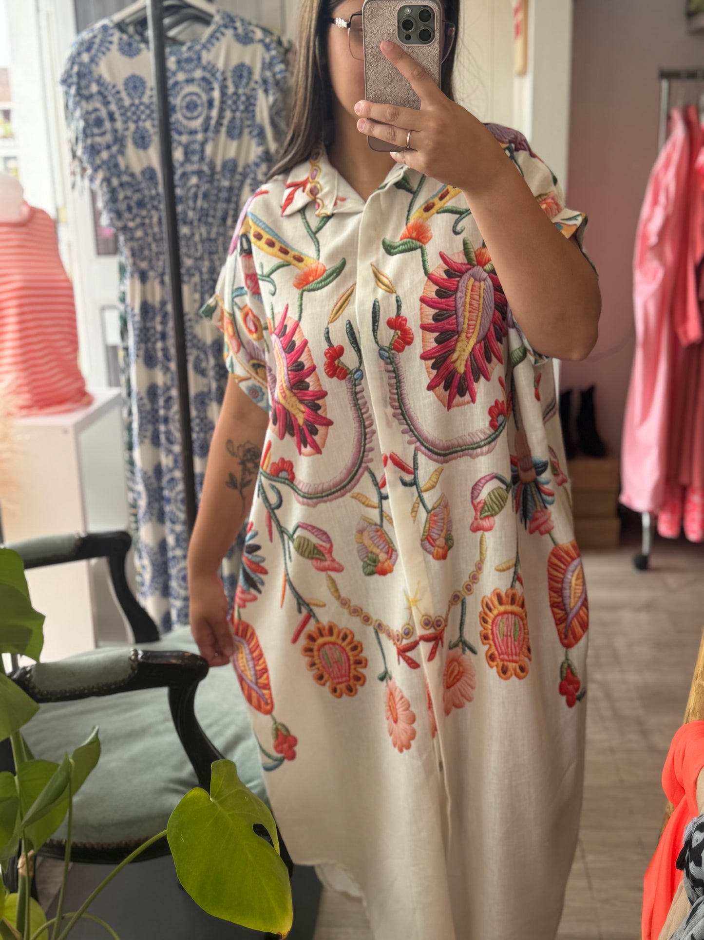 Robe chemise en lin - Taille unique 36-48