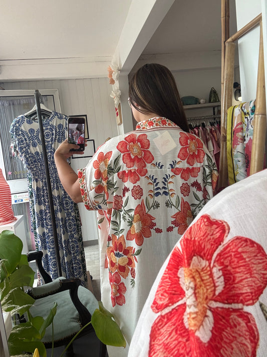 Robe chemise en lin - Taille unique 36-48