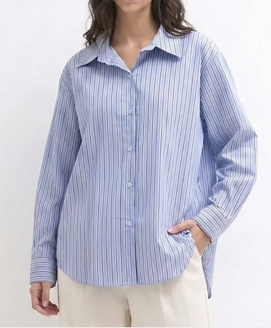 Chemise ample rayures verticales bi-colores - Taille Unique 36-46