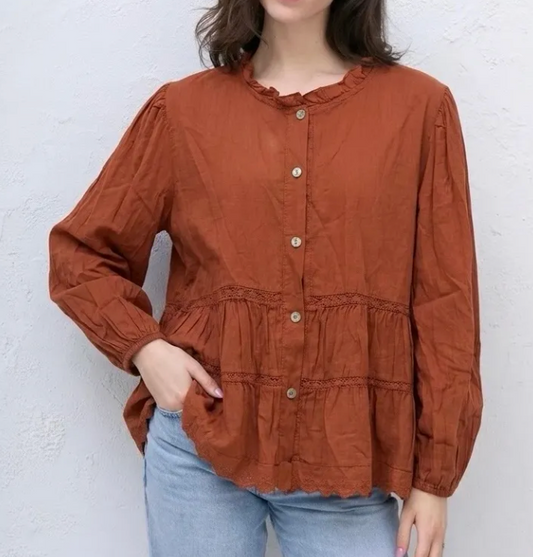 Chemise bohème brodée - Taille Unique 36-46 (6 couleurs)