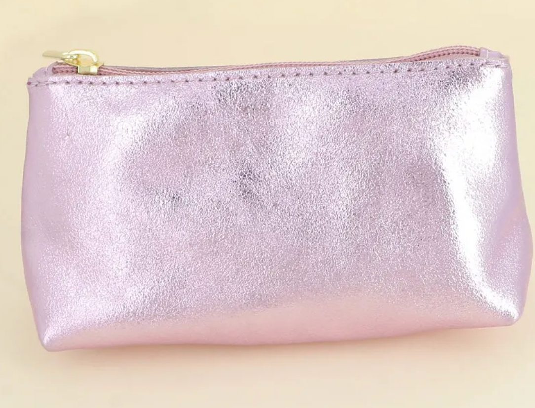 Pochette trousse cuir de vachette rose