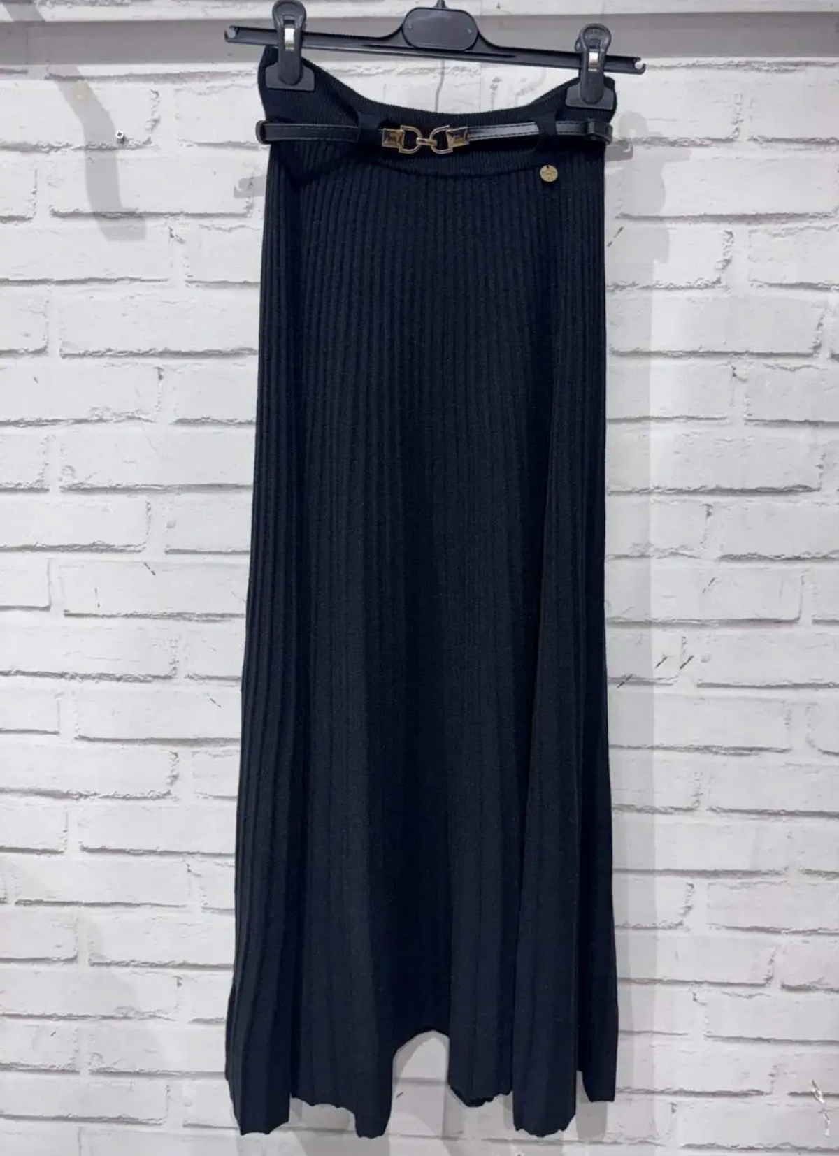 Jupe longue plissée en maille avec ceinture - Taille unique 36-46