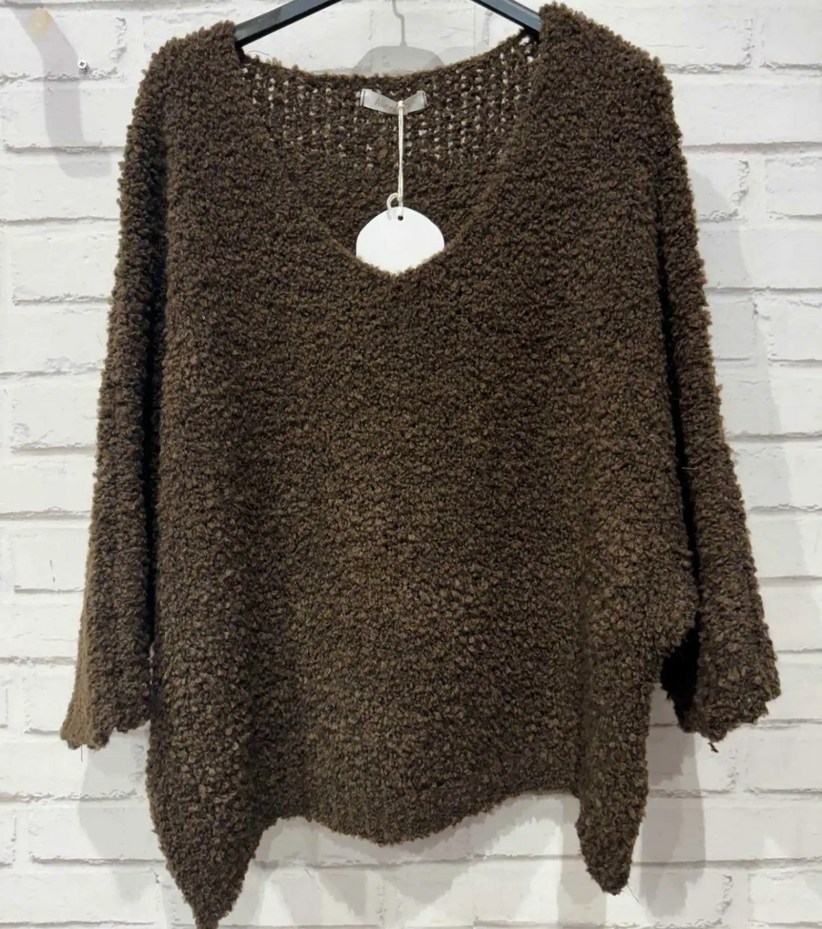 Pull manches 3/4 en bouclette oversize - Taille unique 36 au 46 (3 couleurs)