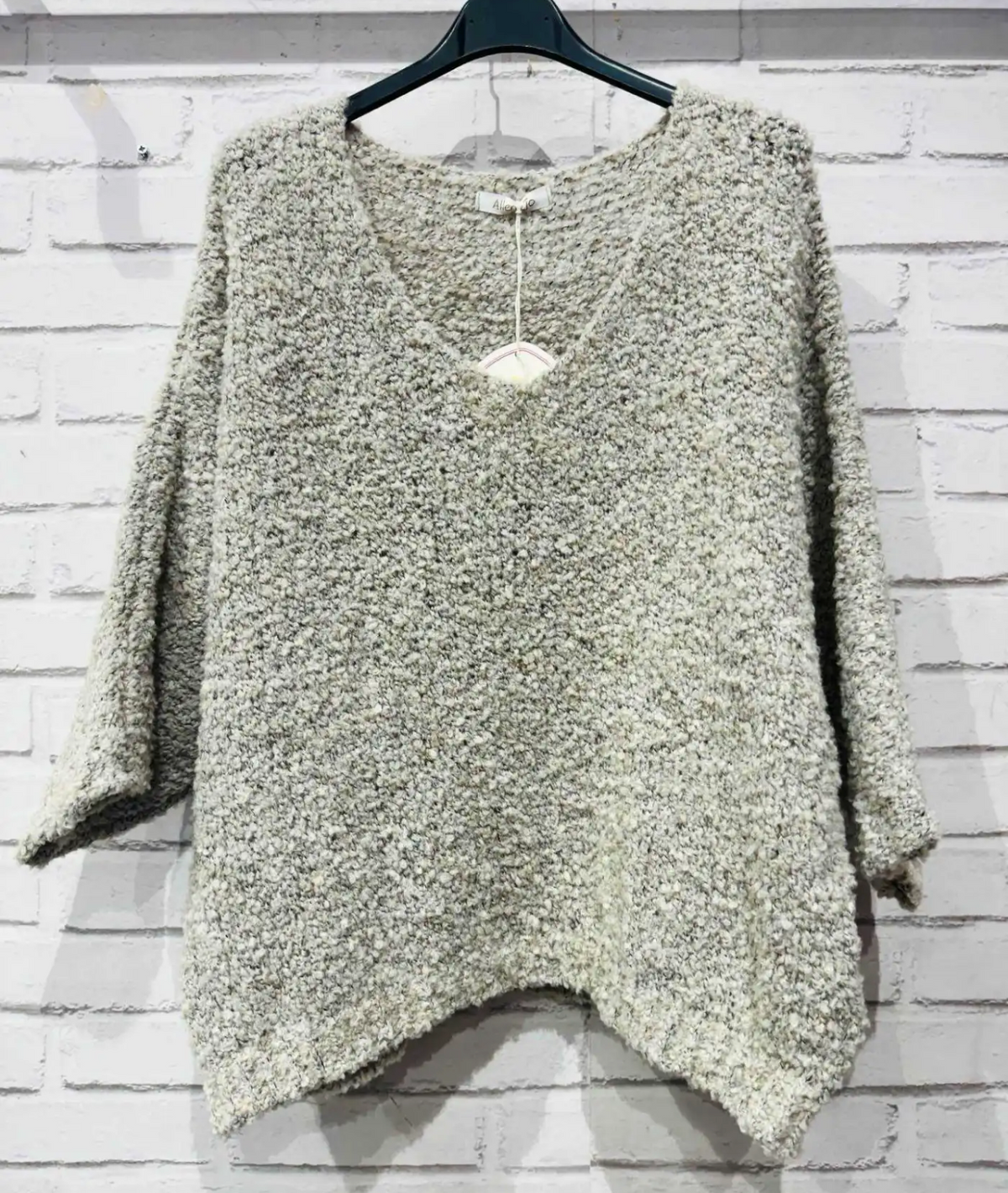 Pull manches 3/4 en bouclette oversize - Taille unique 36 au 46 (3 couleurs)
