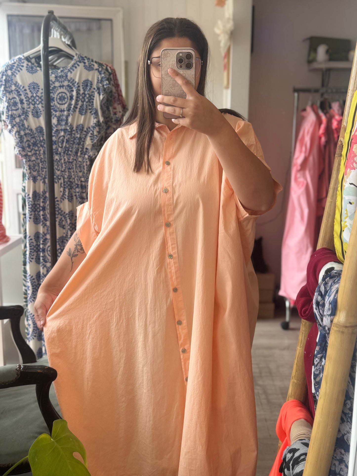 Robe chemise saumon - Taille unique 36-50