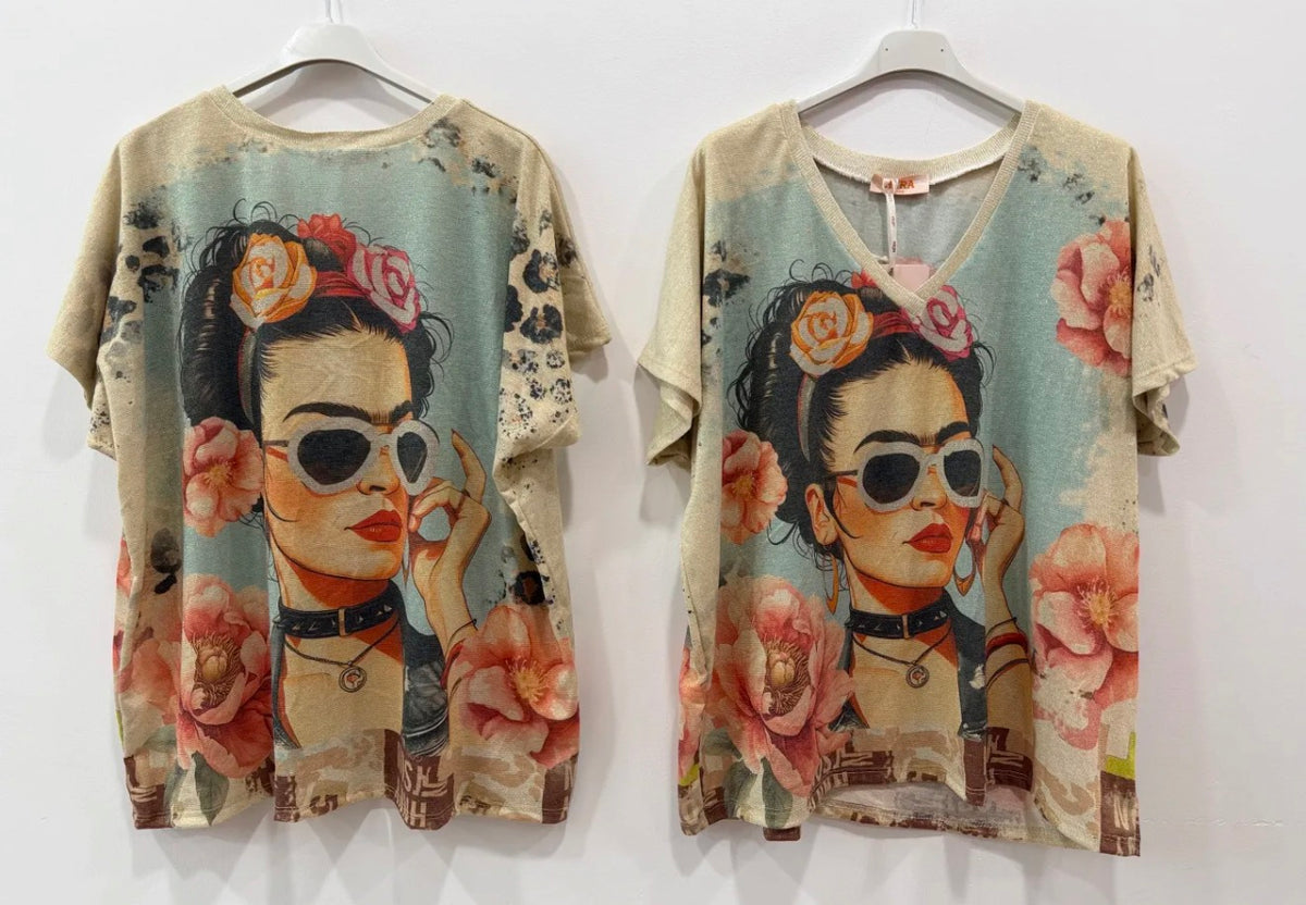 Tee shirt Lurex Frida – Taille unique 36-48 (4 modèles)