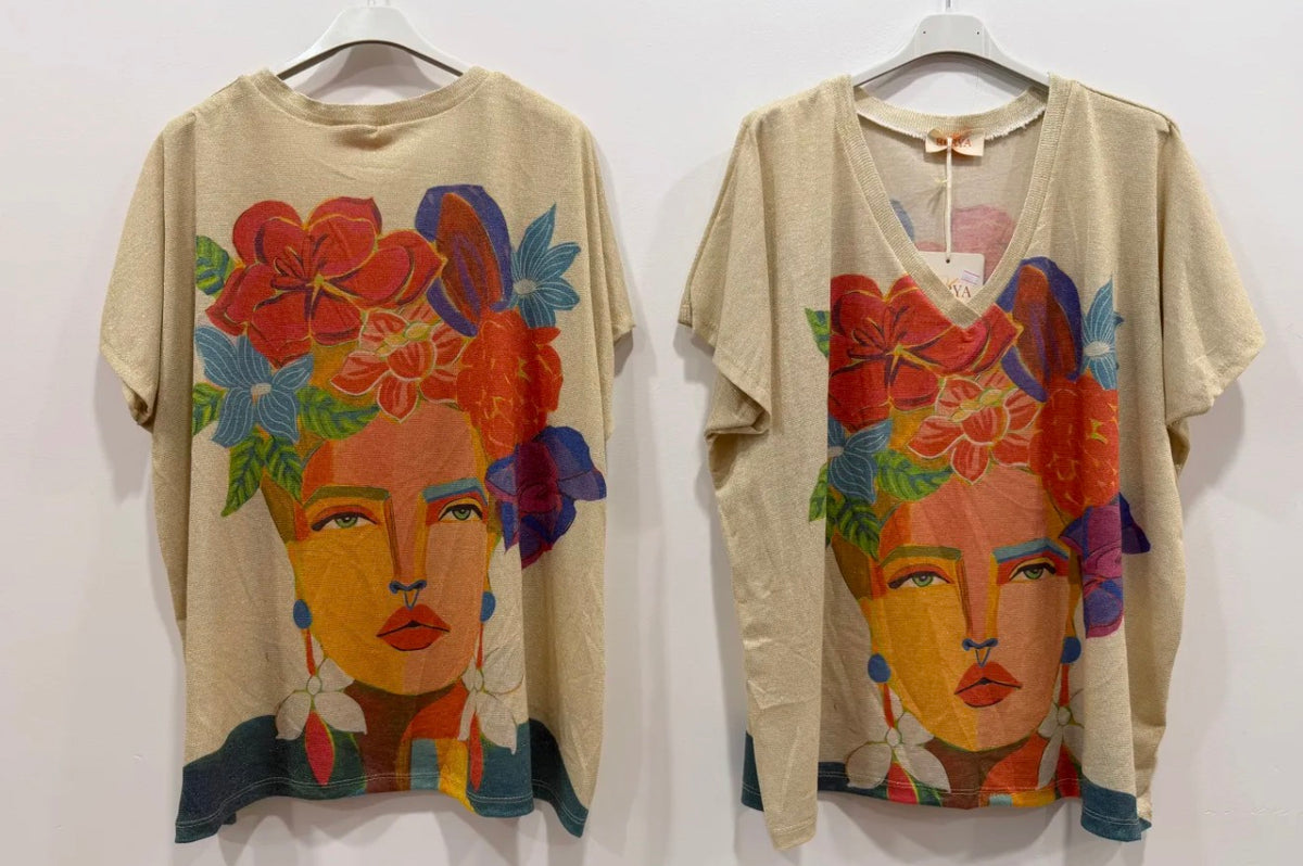 Tee shirt Lurex Frida – Taille unique 36-48 (4 modèles)