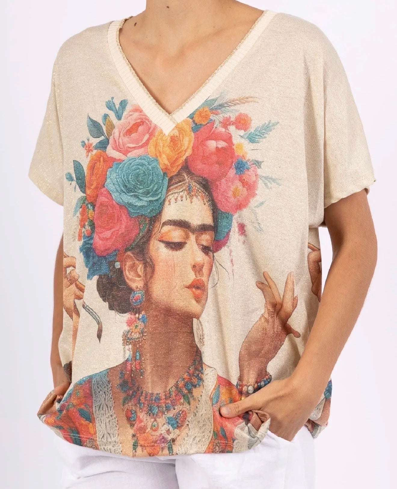 Tee shirt Lurex Frida – Taille unique 36-48 (4 modèles)