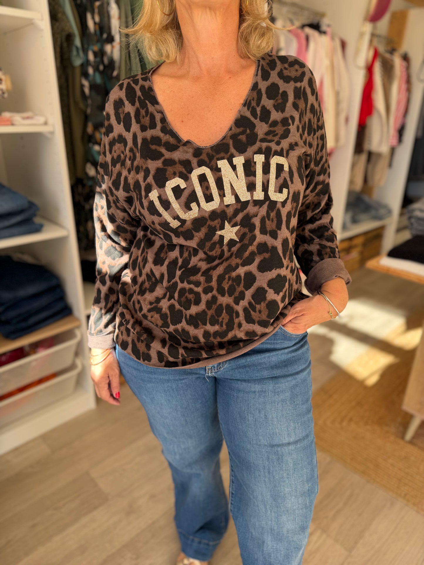 Pull léopard "ICONIC" – Taille unique 36 au 46 (3 couleurs)
