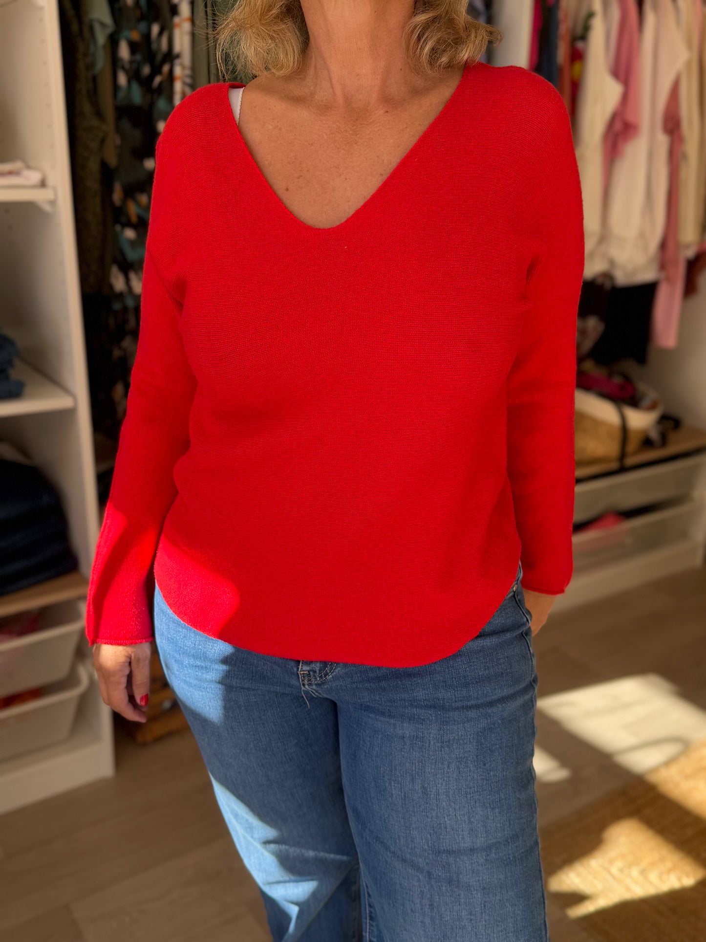 Pull simple uni avec fentes sur les côtés – Taille unique 36/46 (6 couleurs)
