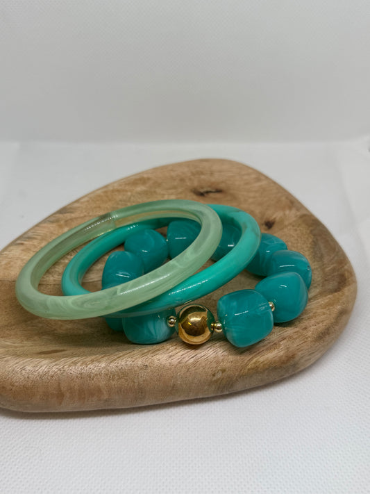 Lot de 3 bracelets vert