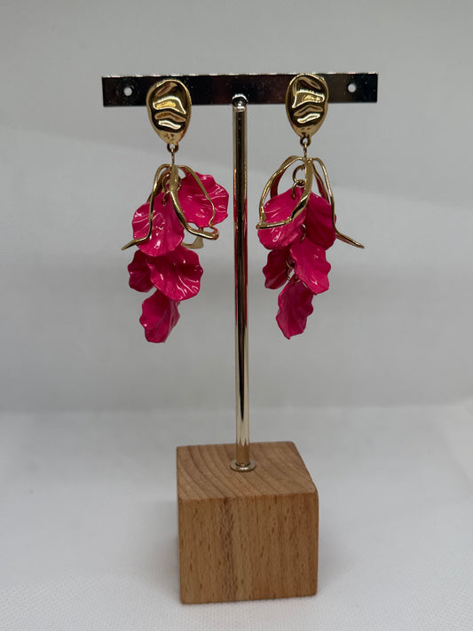 Boucles d'oreilles pendantes roses