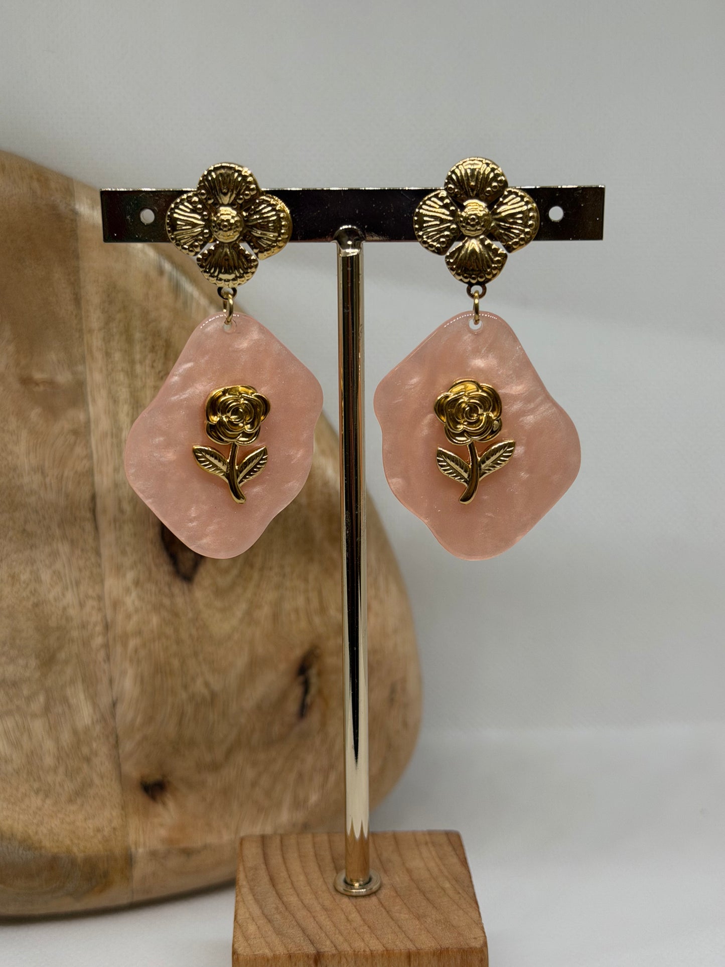 Boucle d'oreille fleurs pendantes (3 couleurs)