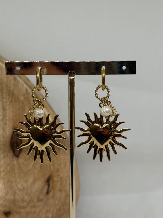 Boucles d'oreilles pendantes soleil