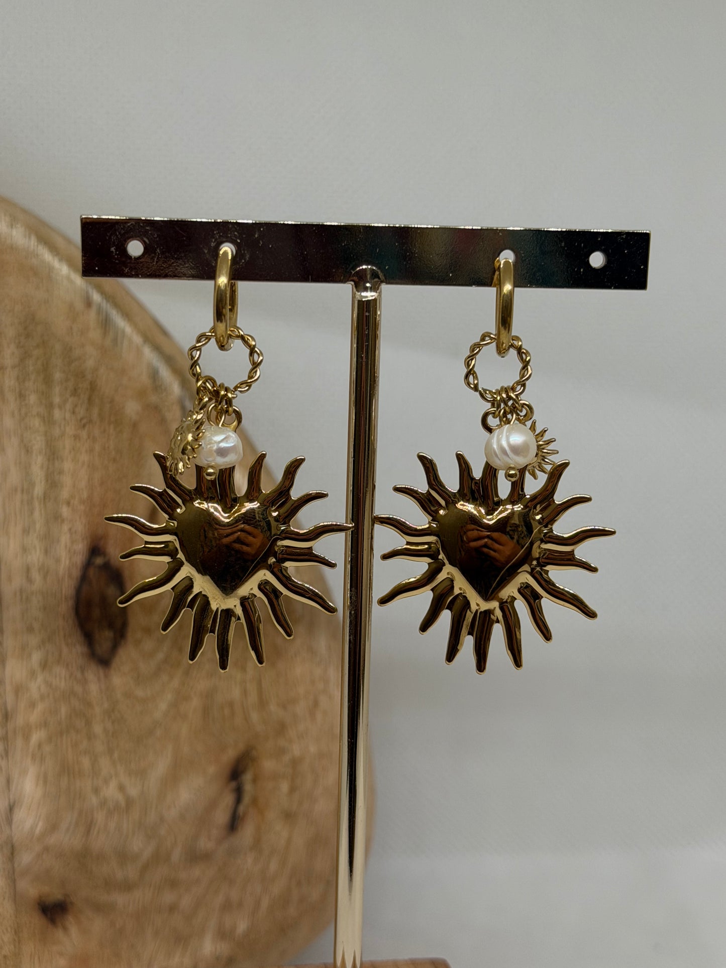 Boucles d'oreilles pendantes soleil