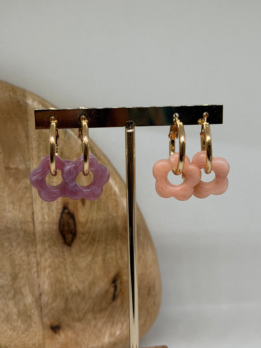 Boucles d’oreilles pampilles fleurs (12 couleurs)