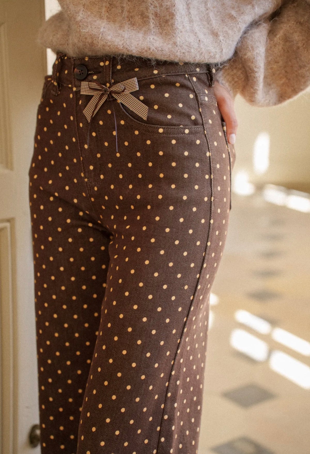 Jean Wide leg a pois - Du 36 au 44 - Maison Onado