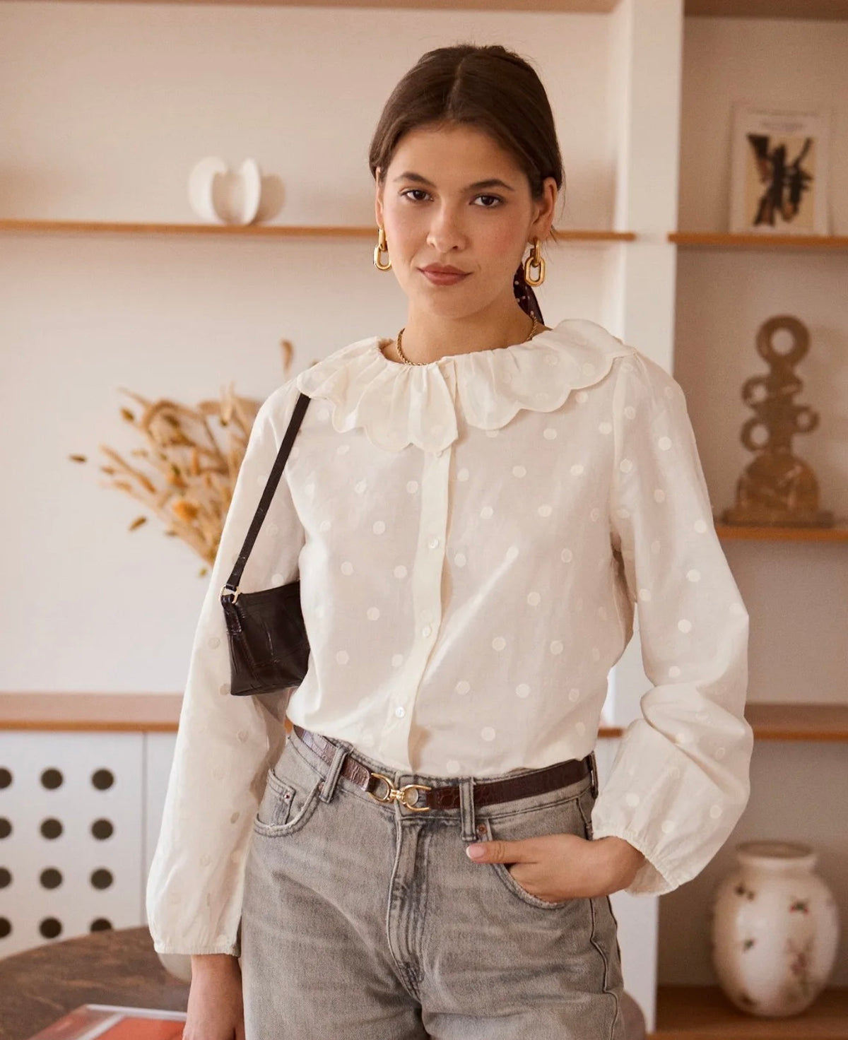 Blouse blanche a pois - Du S au L