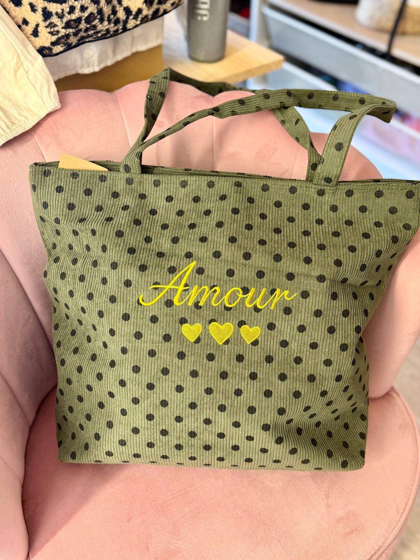 Grand sac à pois AMOUR (4 couleurs)