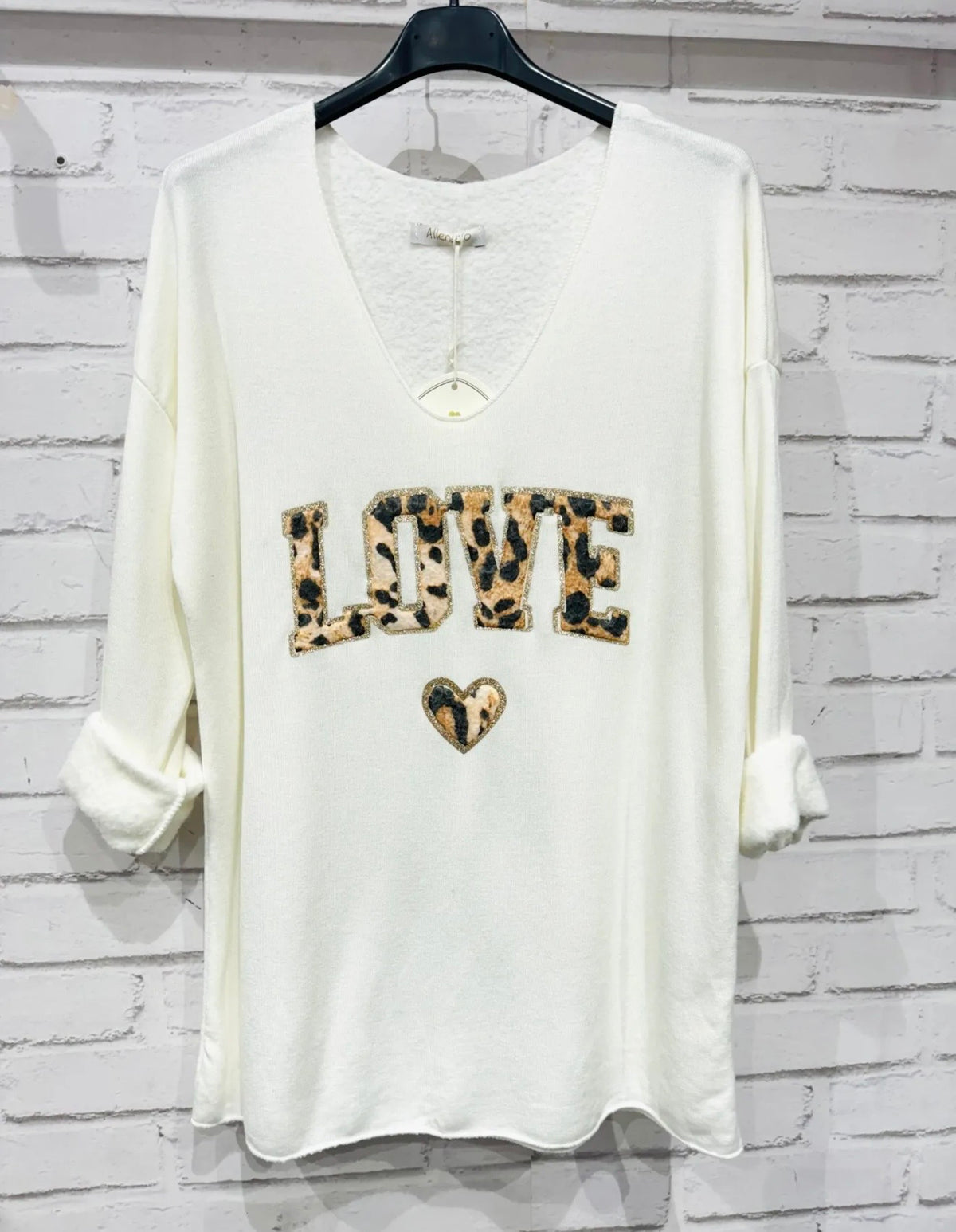 Pull love léopard - Taille unique 36-46 (2 couleurs)