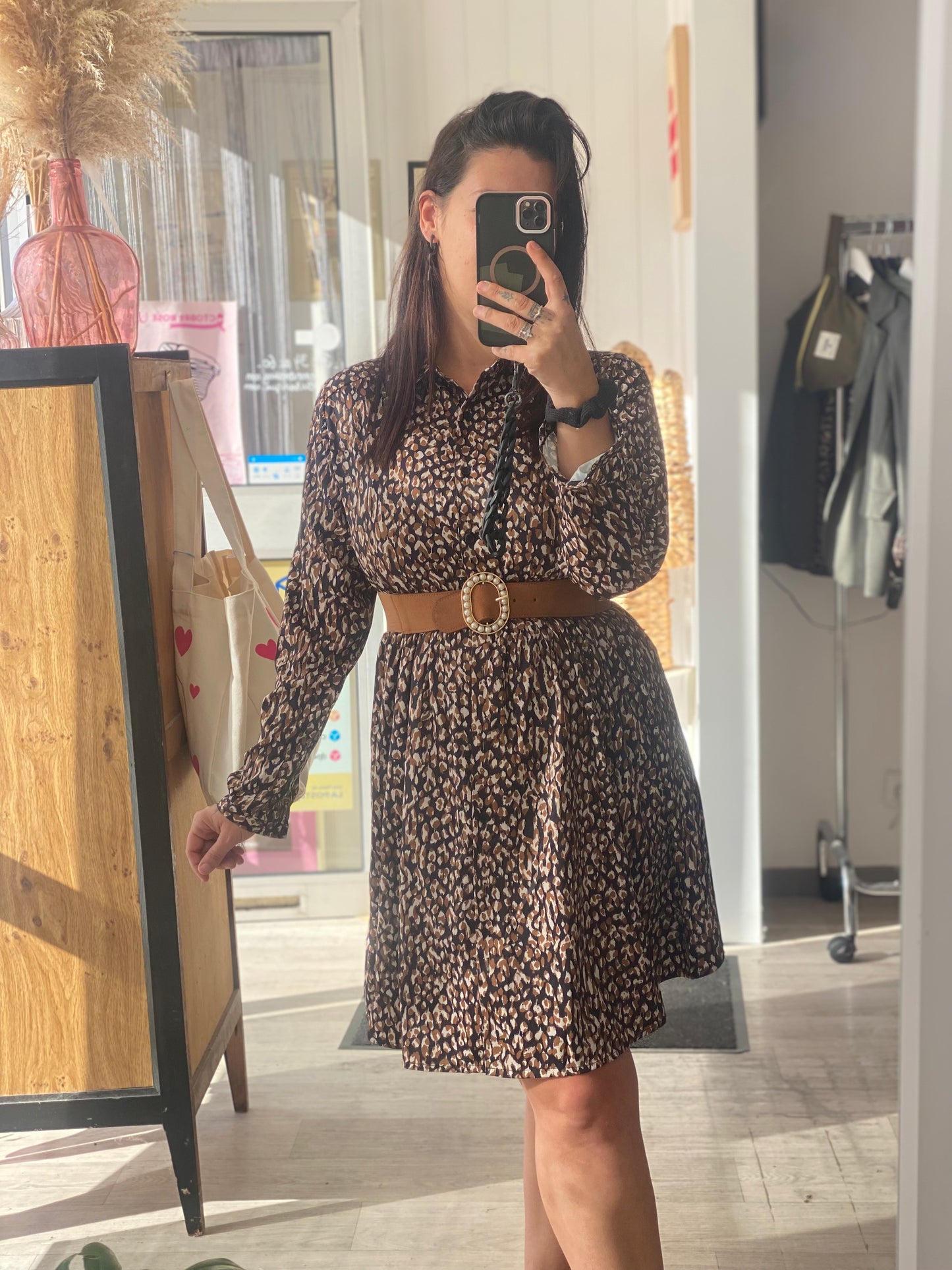 Robe courte marron tachetée – Tailles S/M et M/L