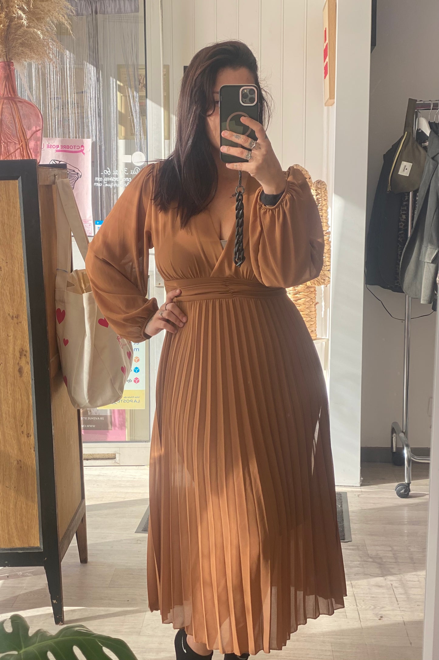 Robe longue marron – Taille unique 34-42