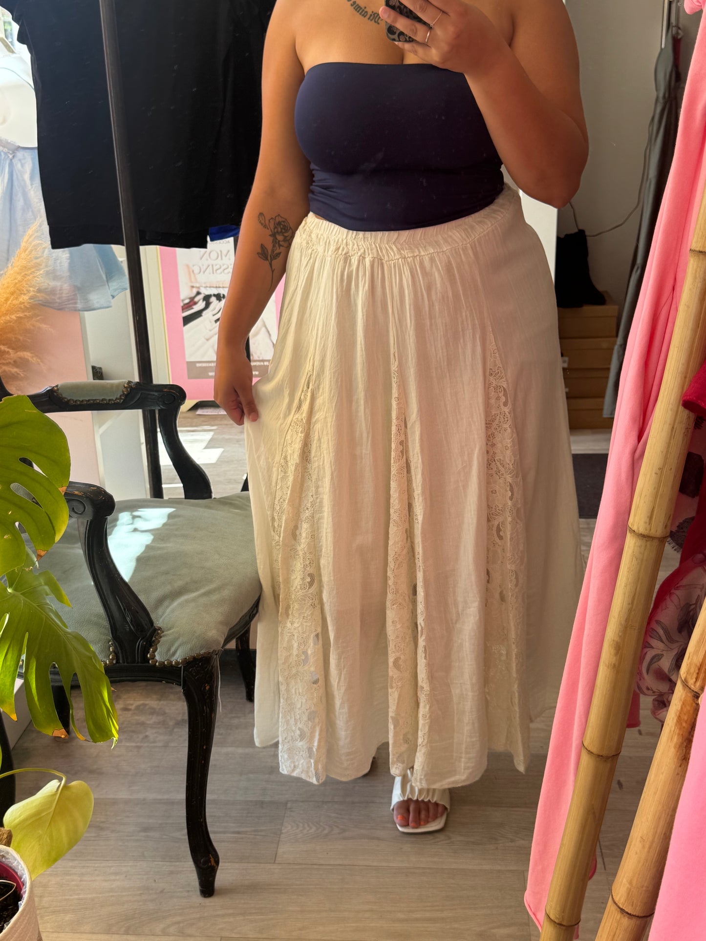 Jupe bohème doublée longue - Taille unique 36-46 (2 couleurs)
