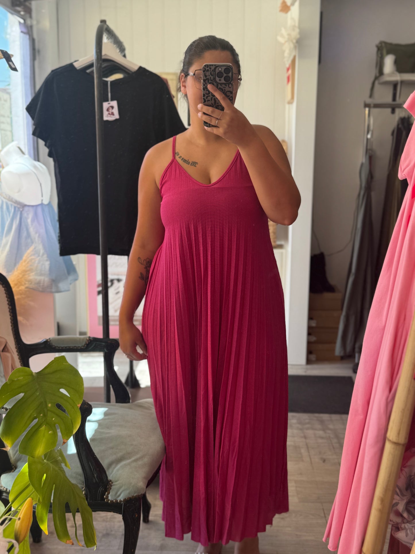 Robe a bretelle fuchsia - Taille unique 36-46