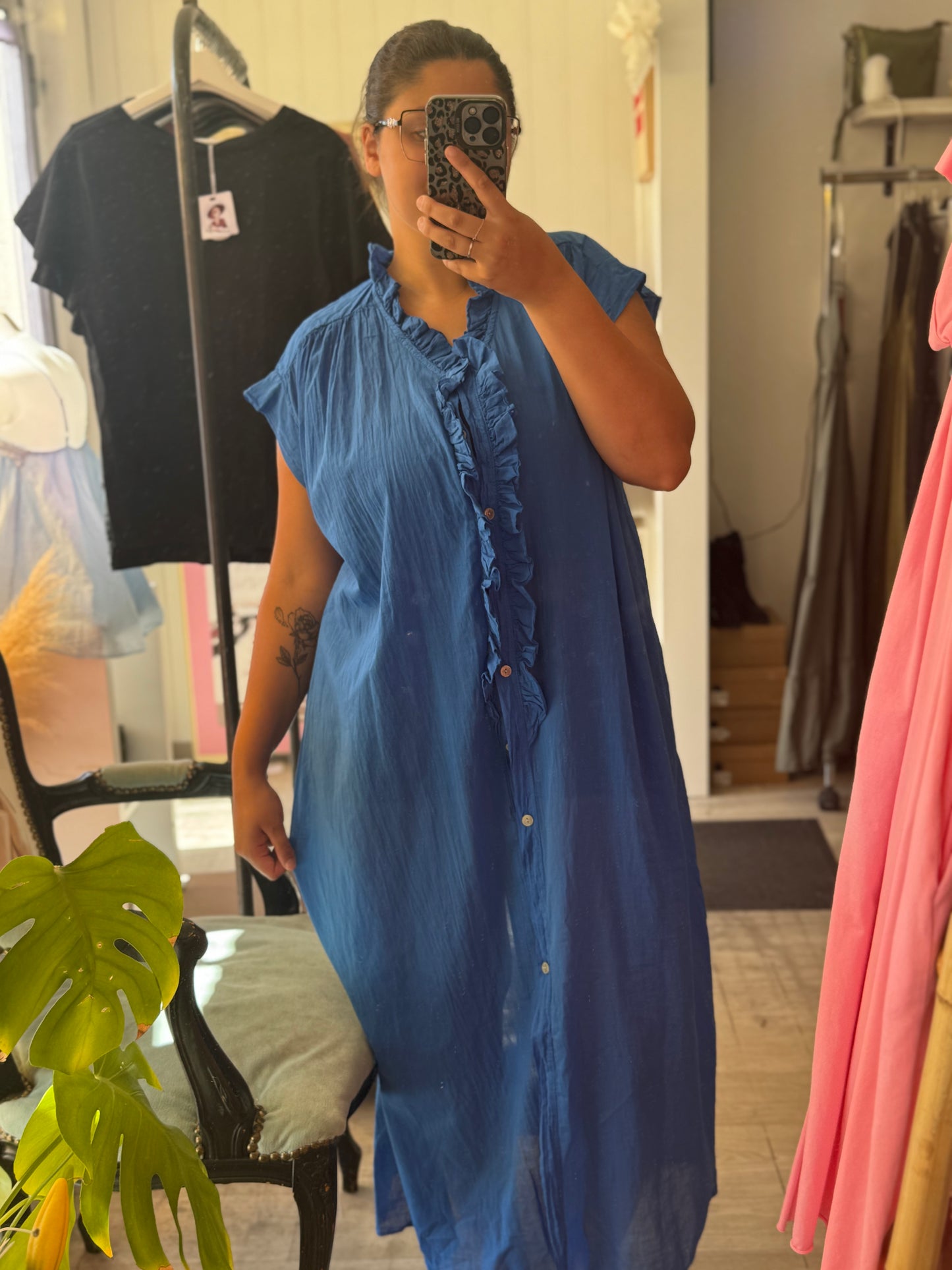 Robe maxi ample droite - Taille unique 36-46 (4 couleurs)