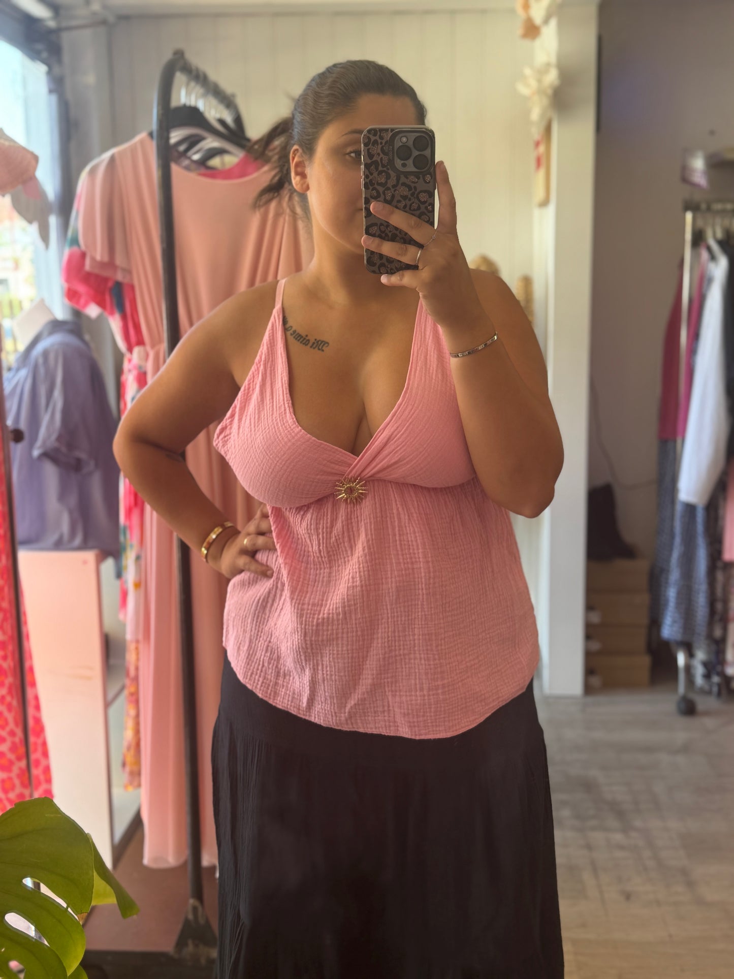 Top a bretelle en gaze de coton - Taille unique 36-44/46 (4 couleurs)