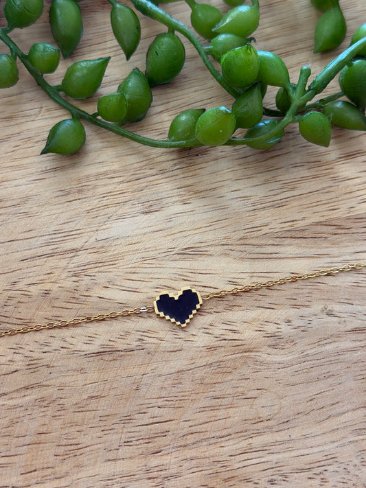 Bracelet doré coeur noir