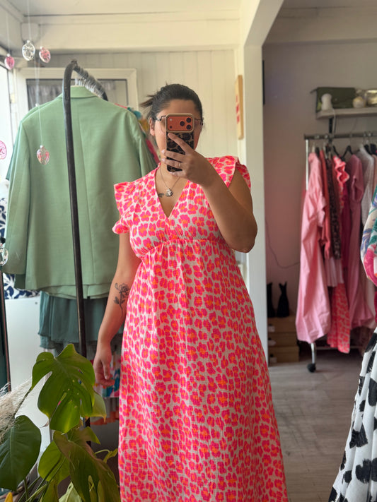 Robe en gaze de coton léopard - Taille unique 36-44