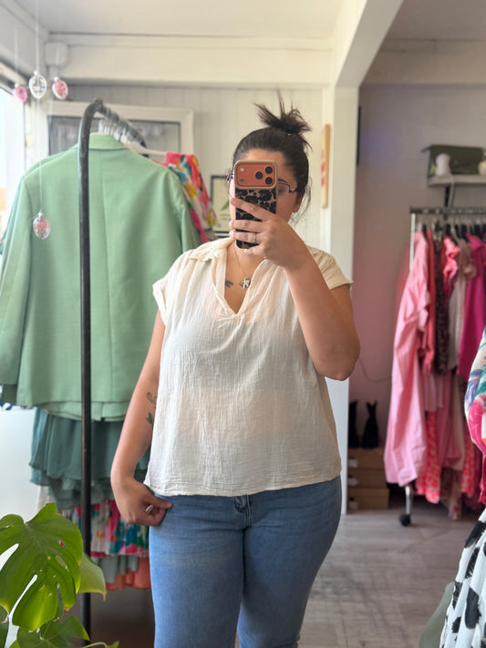 Haut gaze de coton écru - Taille unique 36-46