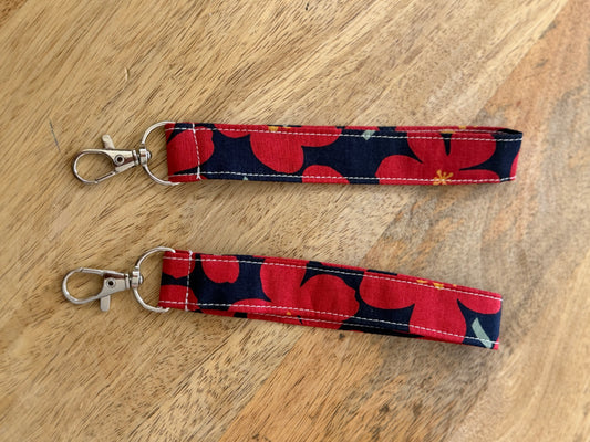 Porte clés fait avec amour fleurs rouge