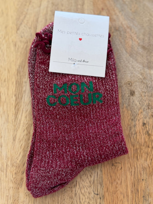 Chaussettes à paillettes "mon coeur" - TU 36/40