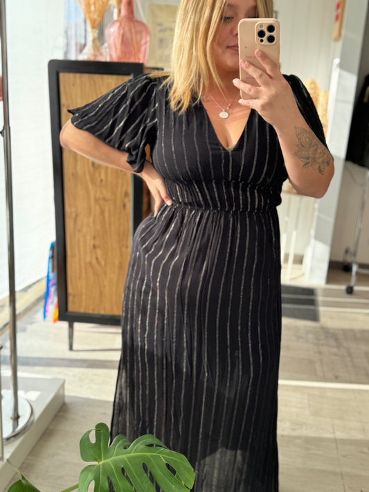 Robe longue noire et dorée – Taille S/M et M/L