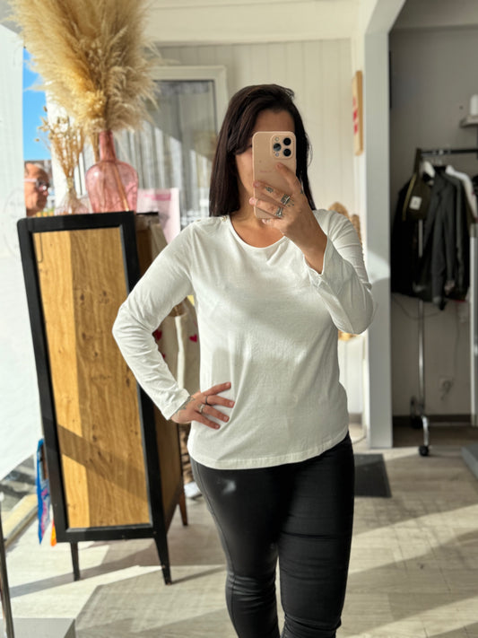 Haut manches longues blanc à paillettes avec boutons – Du S au L