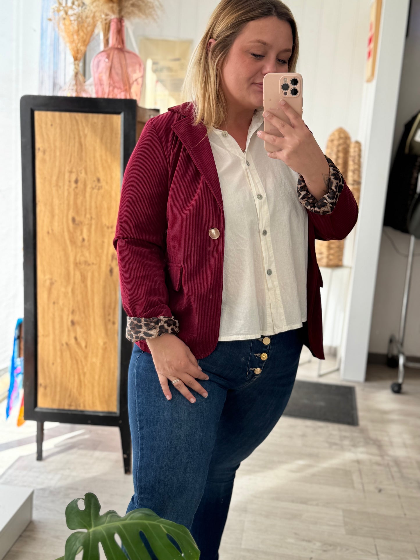 Veste en velours motif léopard (4 couleurs)