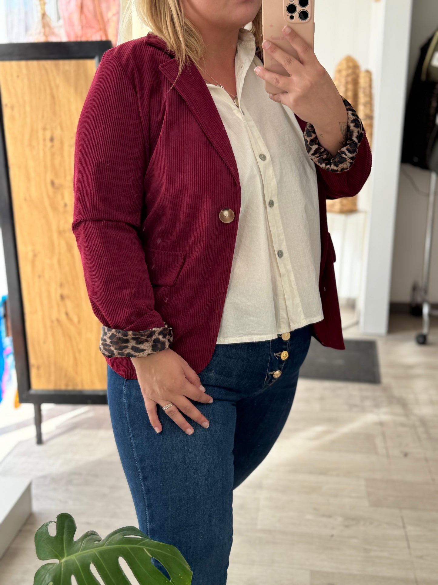 Veste en velours motif léopard (4 couleurs)