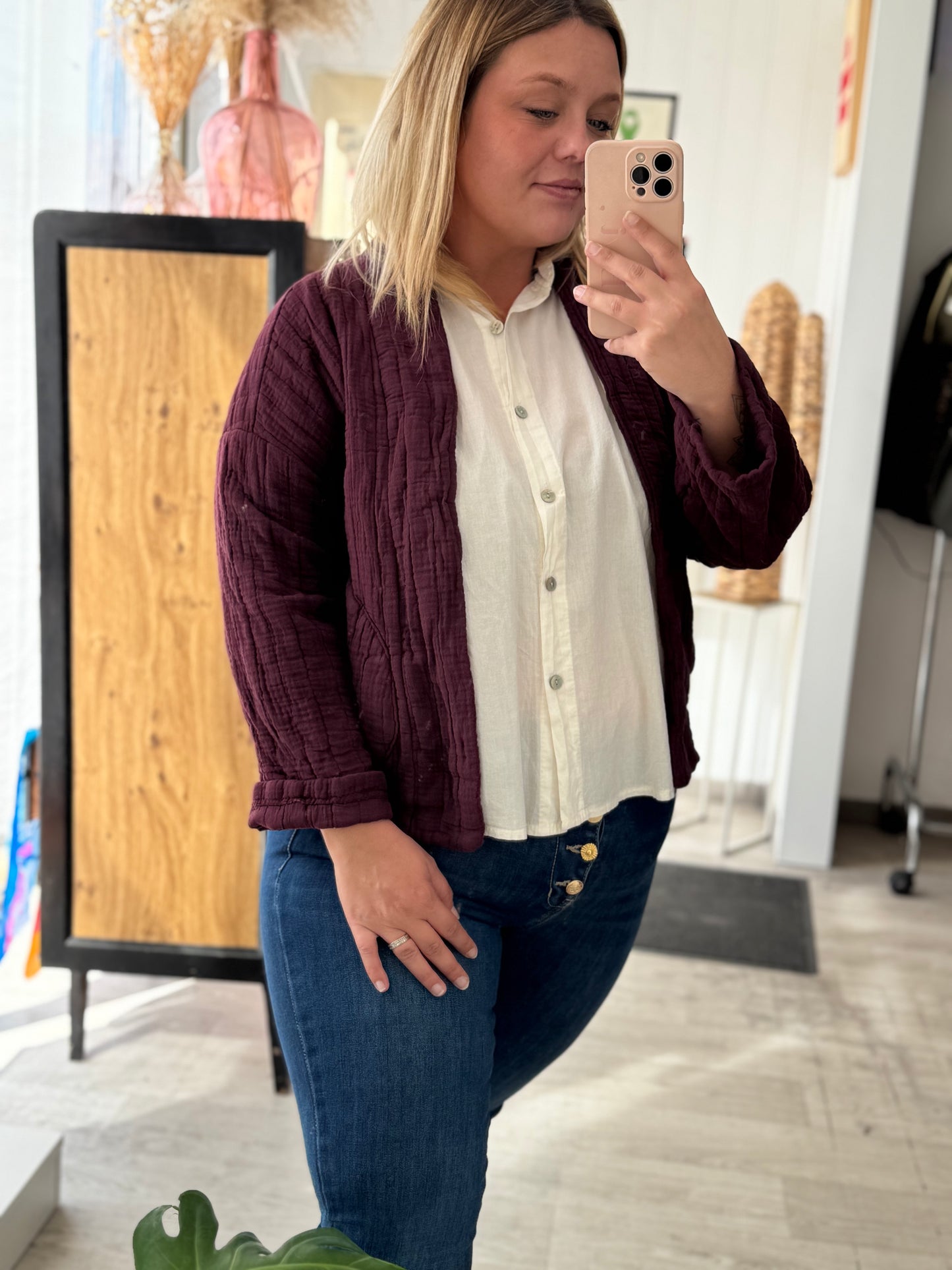 Veste matelassée prune – taille unique 34-42